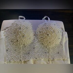 Windsor Pearl Embellished Bra - Cream